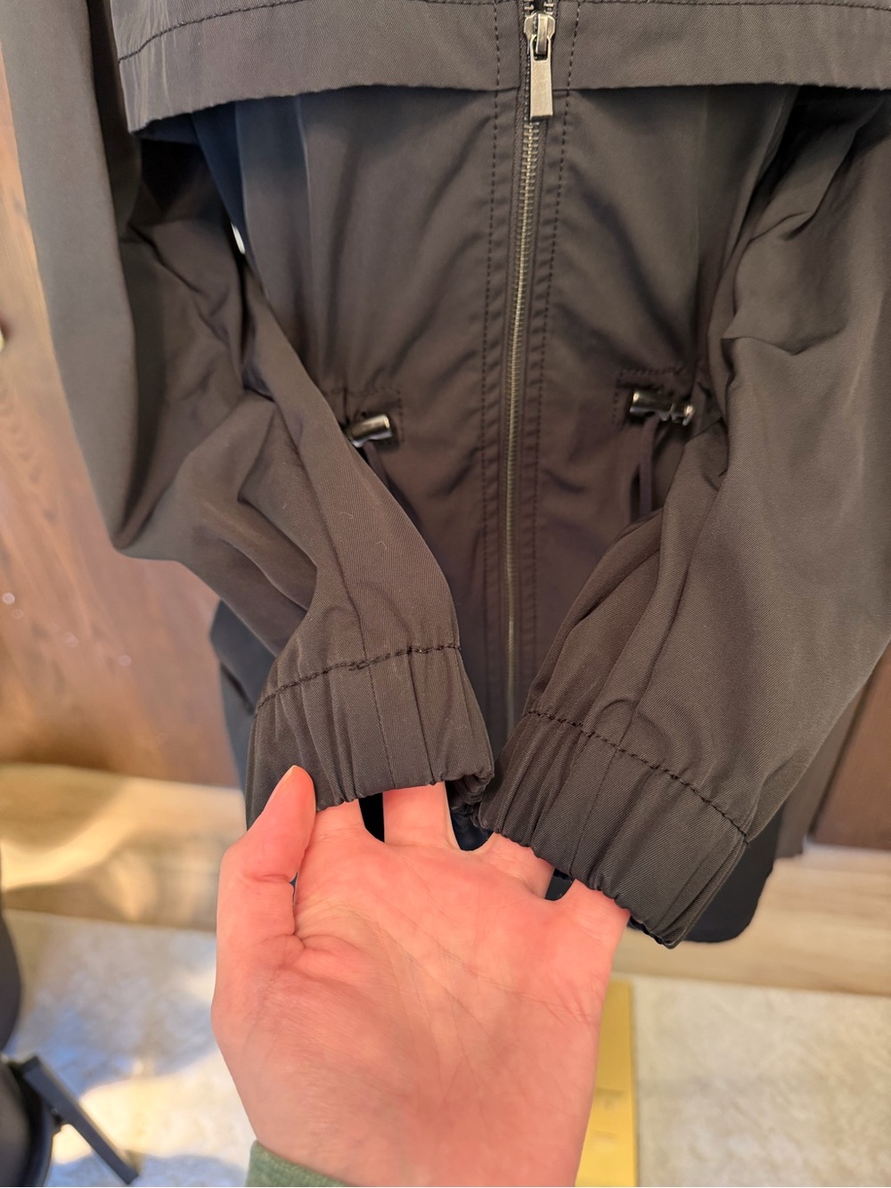Banana Republic Black Hooded Drawstring Trench Coat - Picture 3 of 12